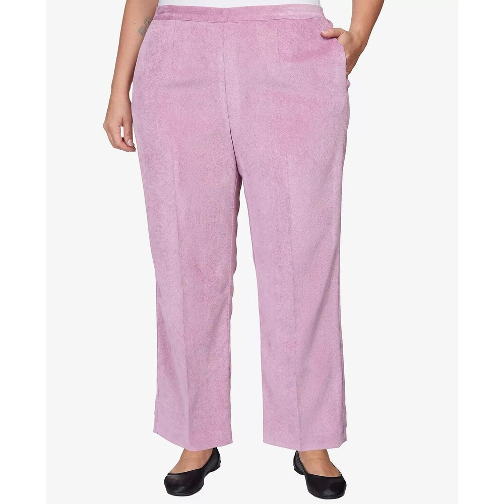 Alfred Dunner Swiss Chalet Sleek Corduroy Pants - Raspberry - 18P Short